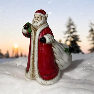 Claire Burke Ceramic Santa Christmas 1991 Vintage Santa Sac Planter Candy Dish‎